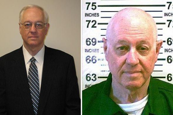 Left, Hevesi's 2006 no-jail felony mugshot; right, Hevesi 2011 NY State Department of Corrections mugshot